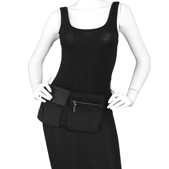 Authentic Gucci black monogram waist bag fanny pack bum bag - Picture 3 of 12